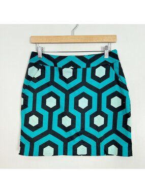Loudmouth Ladies Golf Skort Skirt Blue Geometric Size 4 Women’s